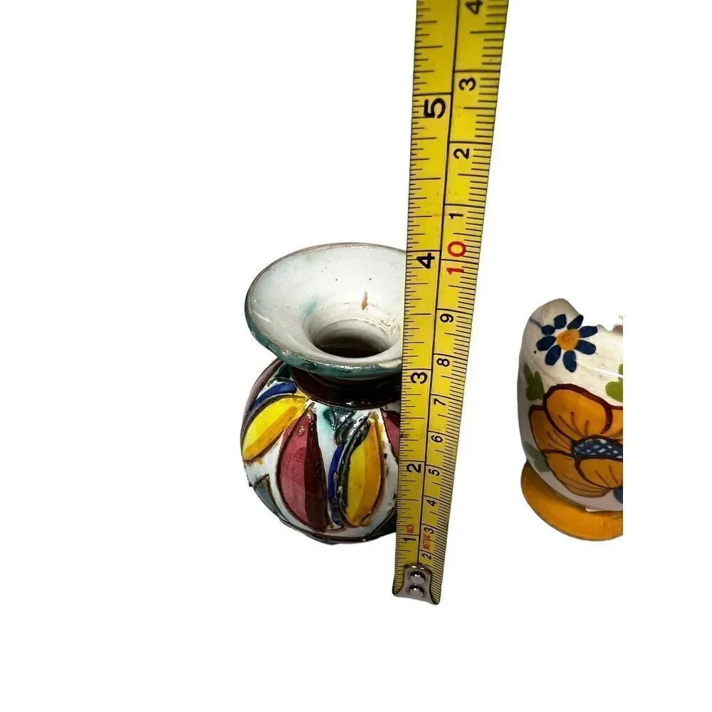 vtg. 3 Miniature Vases made in italy hand throw and painted 3